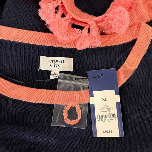 Crown & Ivy Women's Navy Country Roads II Signature Sweater - Size XL - NWT $65 - Picture 2 of 4